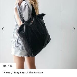 Extra Large Black Soft Grain Leather Tote by Wanderers Travel Co